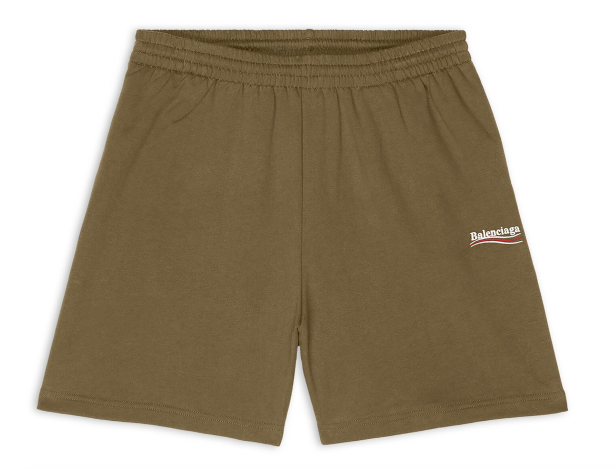 Balenciaga Political Campaign Khaki Sweat Shorts