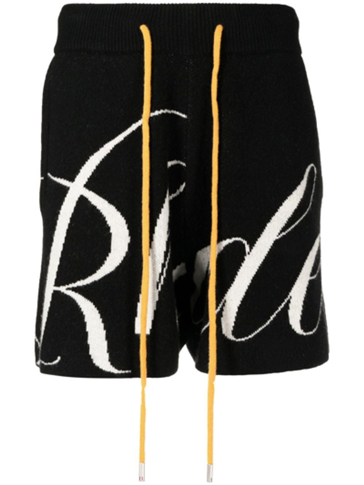 Rhude Intarsia-Knit Logo-Motif Black Shorts