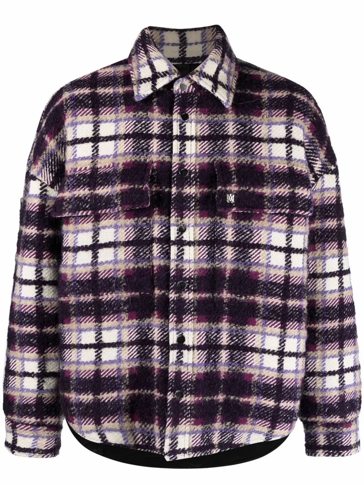 AMIRI PLAID FRINGE MOHAIR OVERSHIRT