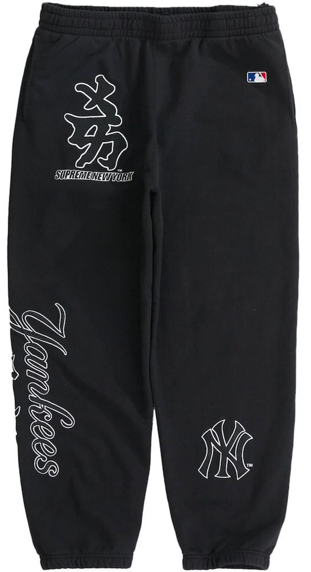 Supreme × New York Yankees Logo Kanji Black Sweatpants WHAT’S ON THE