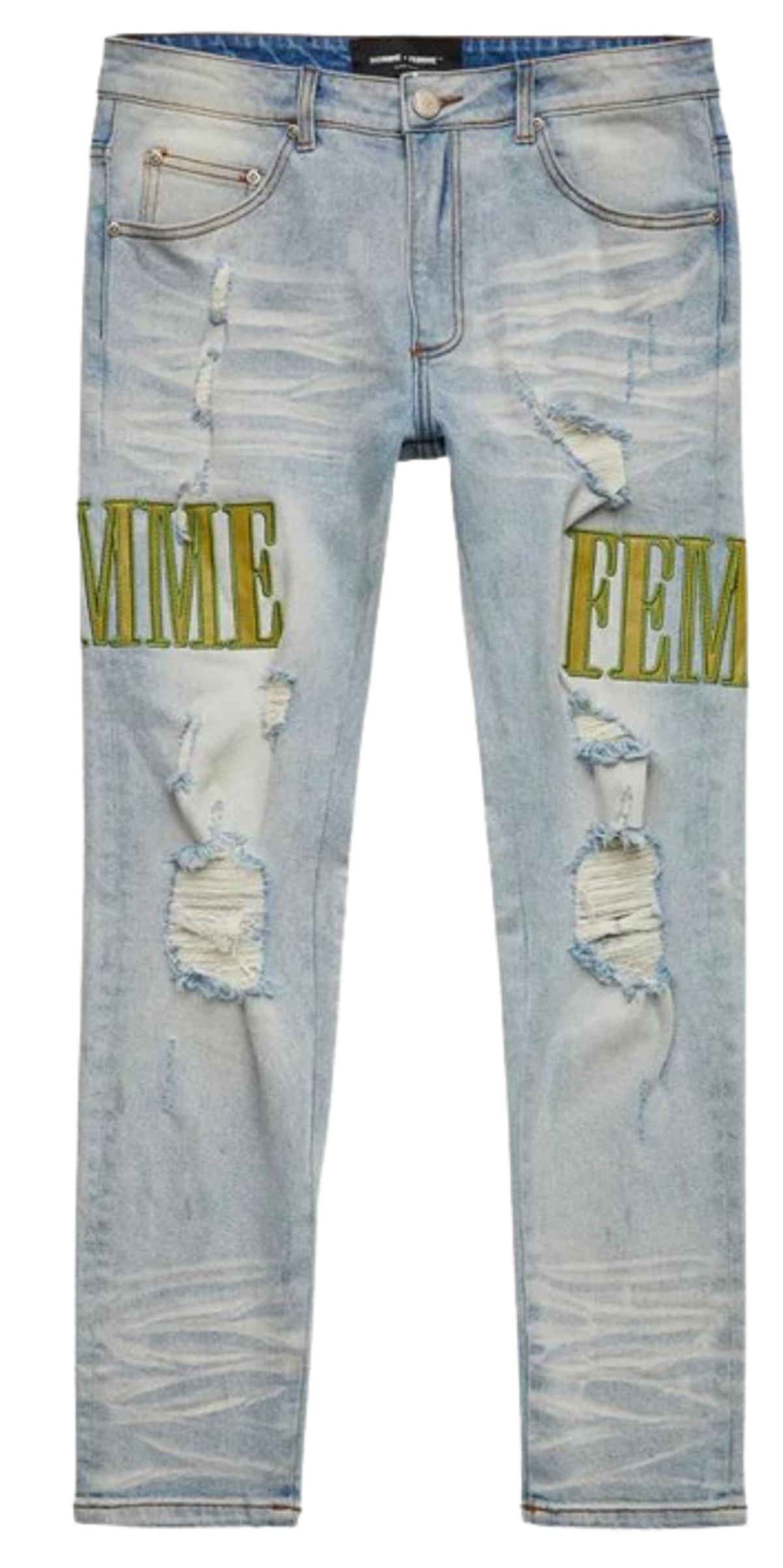 Homme + Femme Letterman Blue Jeans