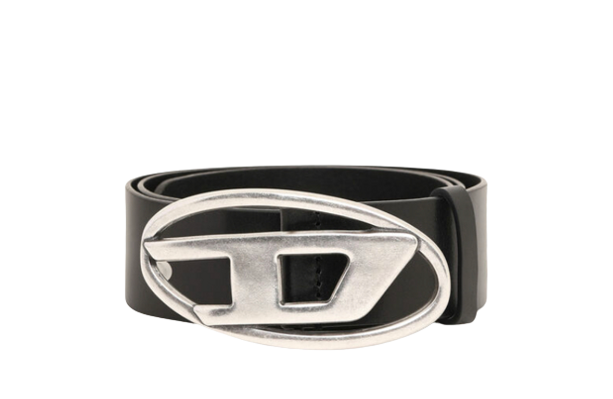 Diesel Black Vegetable-Tanned Leather Belt
