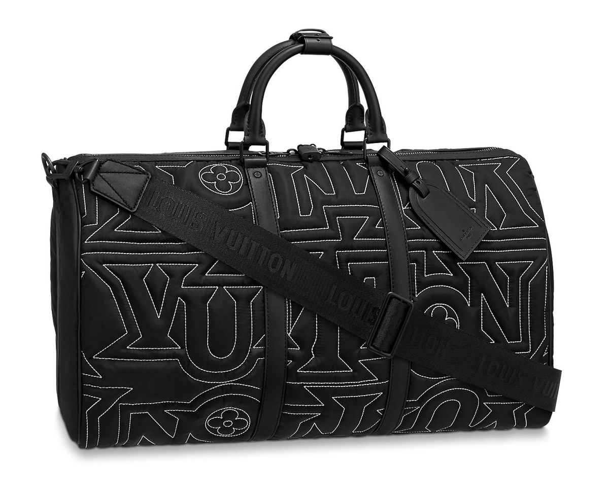 Louis Vuitton Monogram Flowers Black Keepall 50B Bag