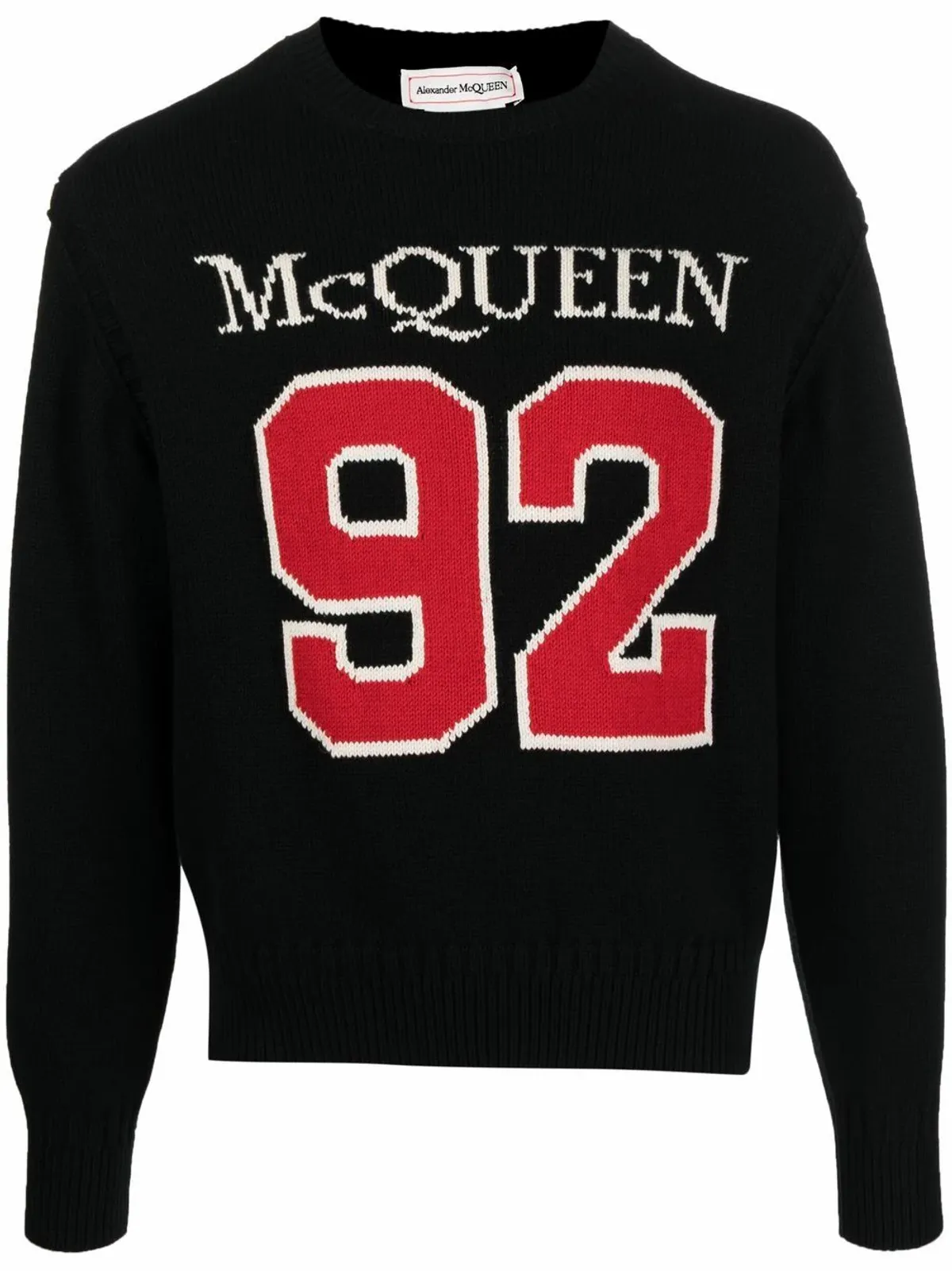 Alexander McQueen Intarsia-Knit Knitted Cotton Black Jumper