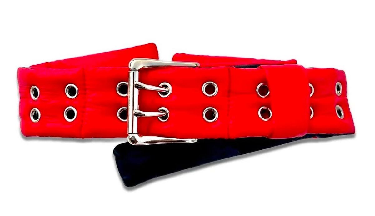 Aris Tatalovich Candy Red Puffer Belt | WHAT'S ON THE STAR?