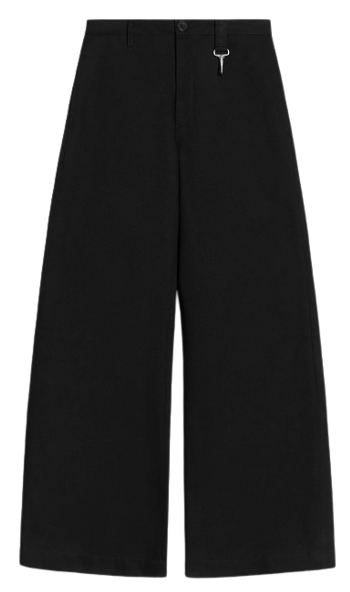 Reese Cooper Wool Serge Wide Black Leg Trousers
