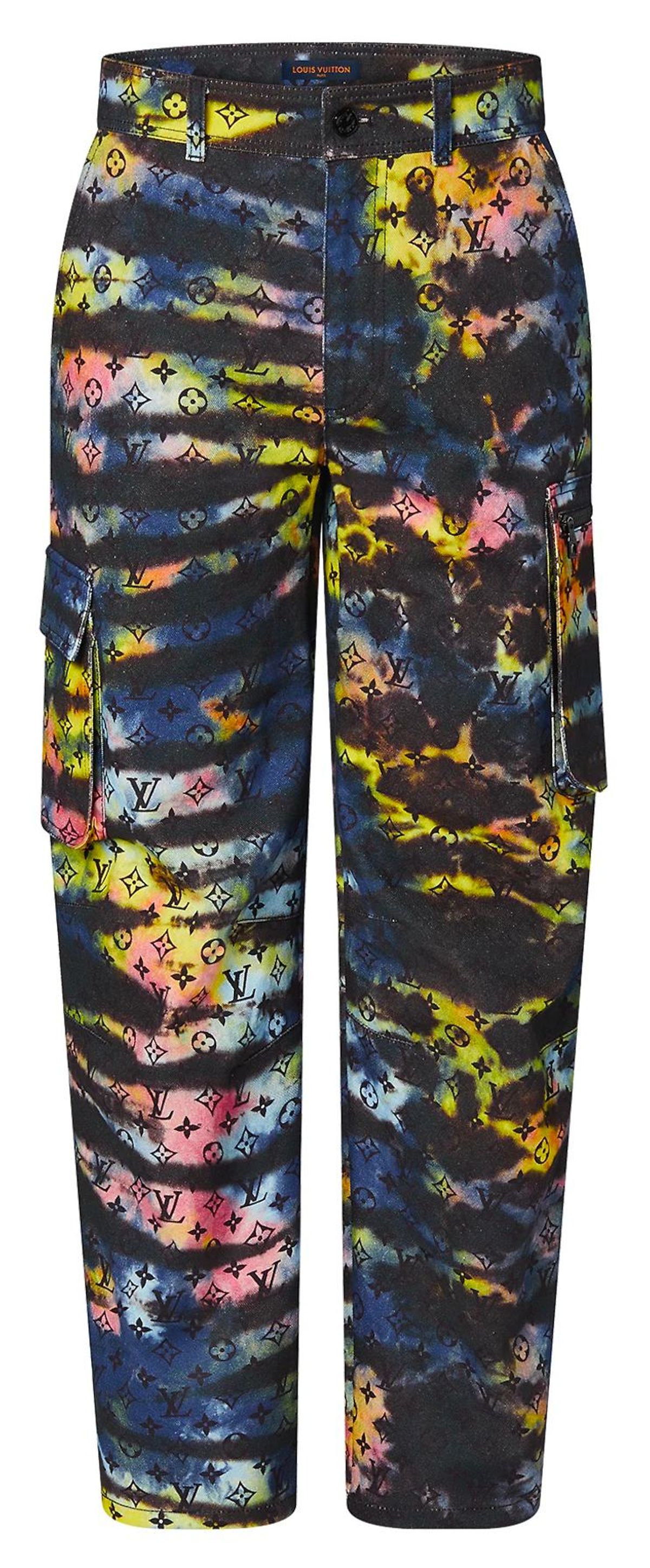 Louis Vuitton Printed Monogram Tie-Dye Cargo Denim Pants