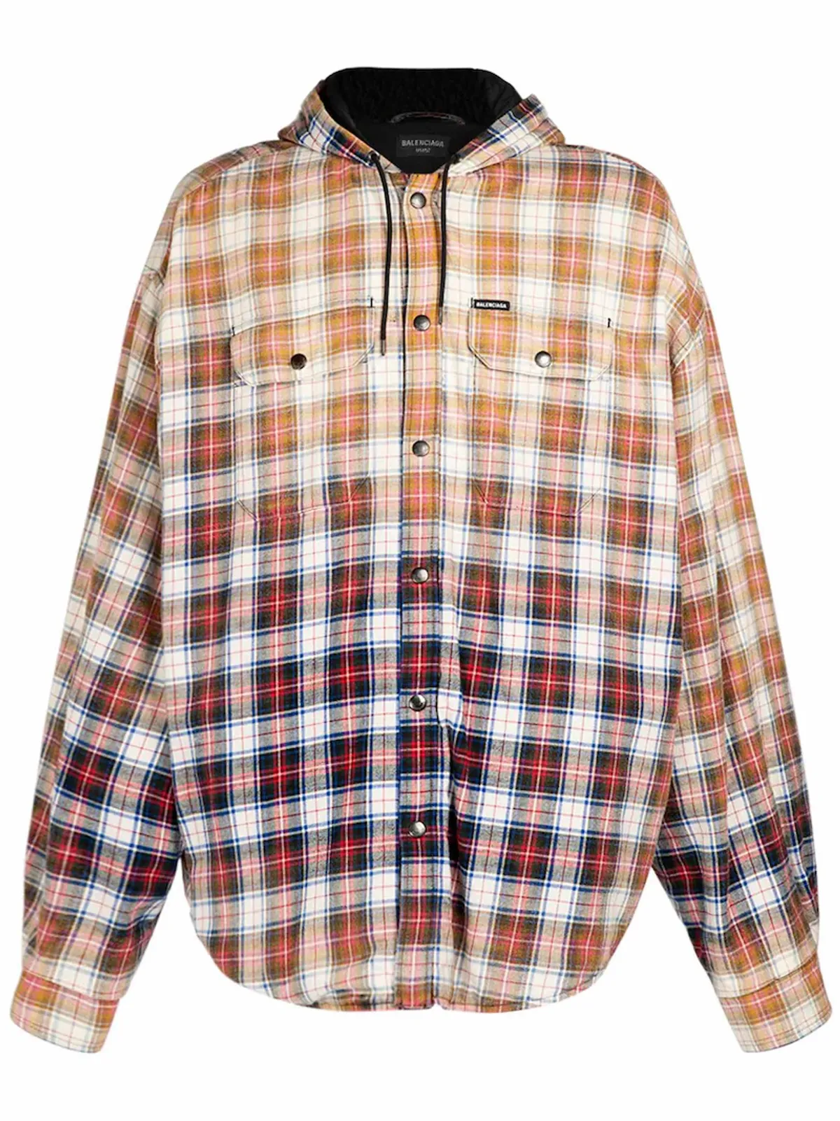 Balenciaga White And Red Cotton Check Flannel Bleached Shirt