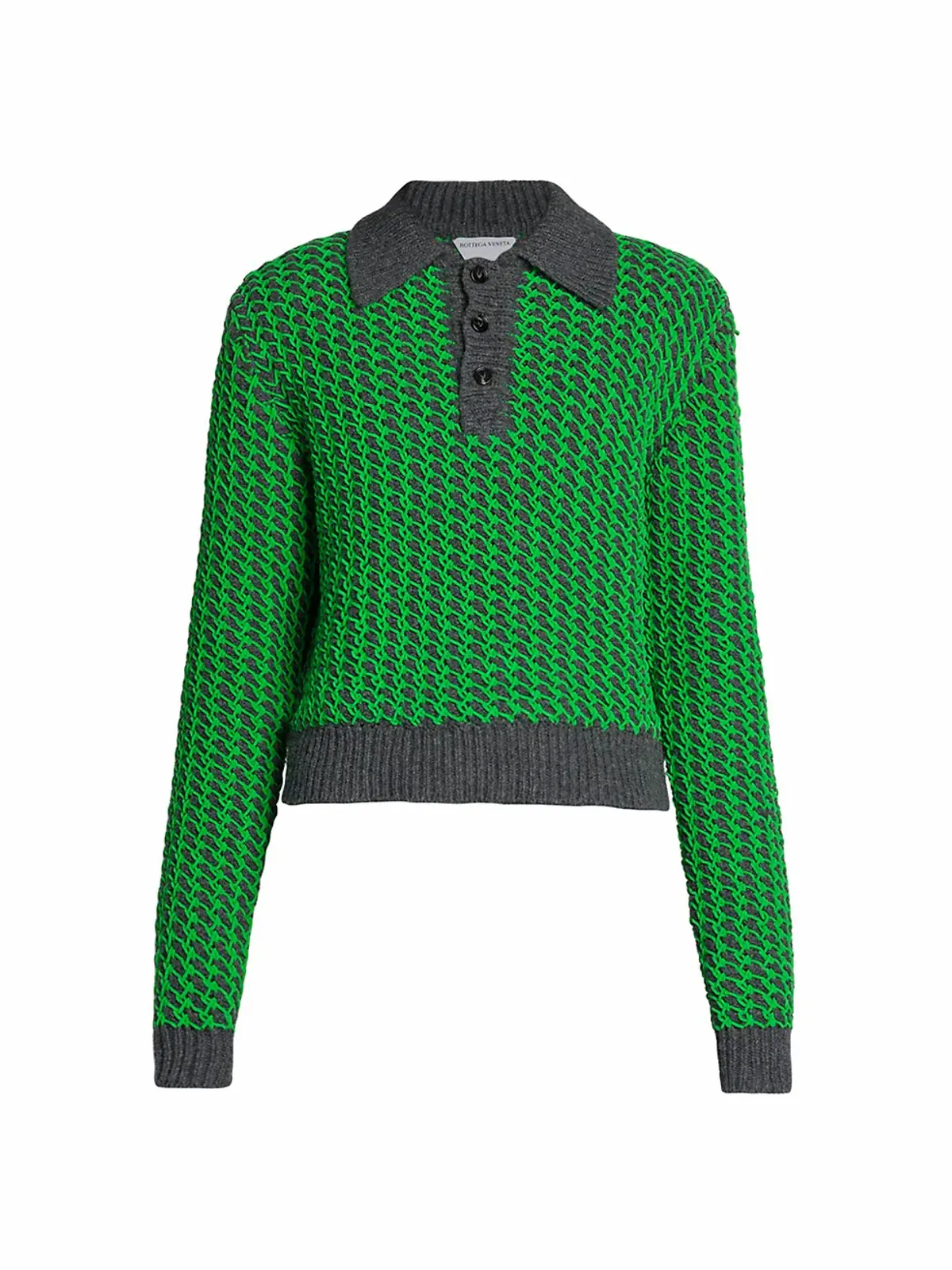 Bottega Veneta Slim-fit Cropped Chenille-trimmed Wool-blend Polo Shirt In Grey