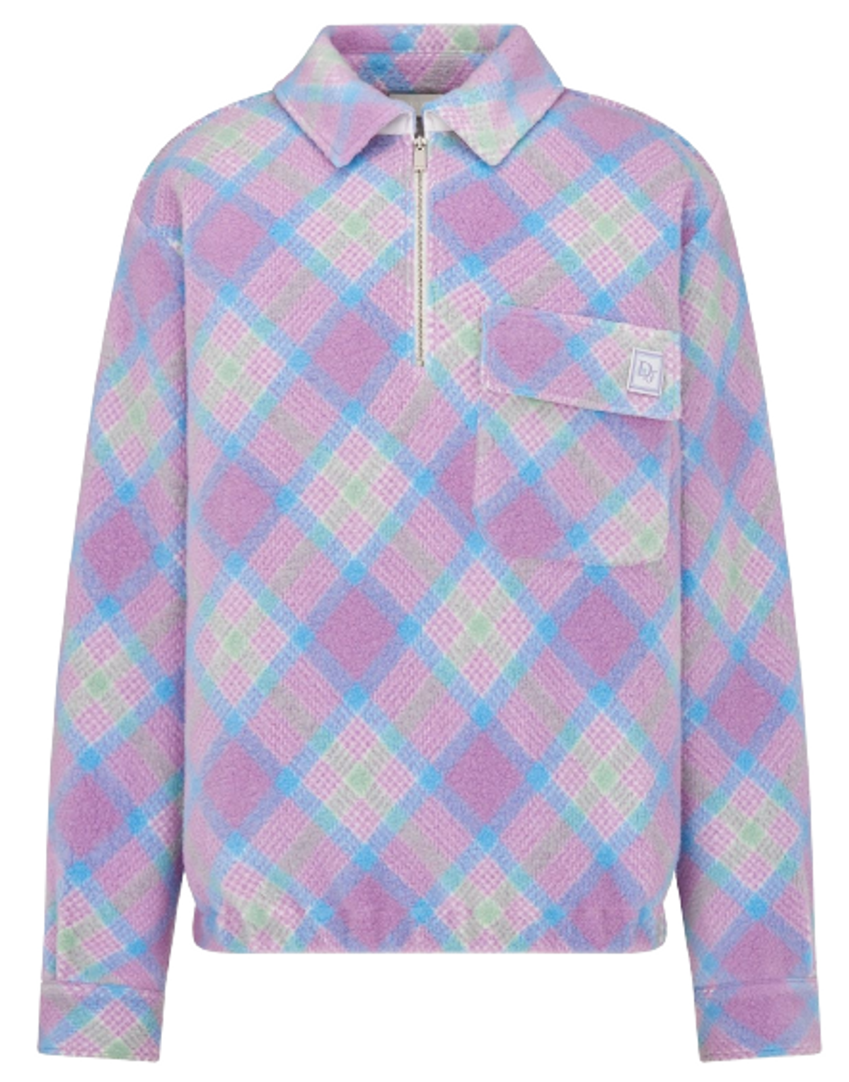 Dior × ERL Mauve Checkered Mohair And Wool Blend Jacquard Long-Sleeved Trucker Sweatshirt