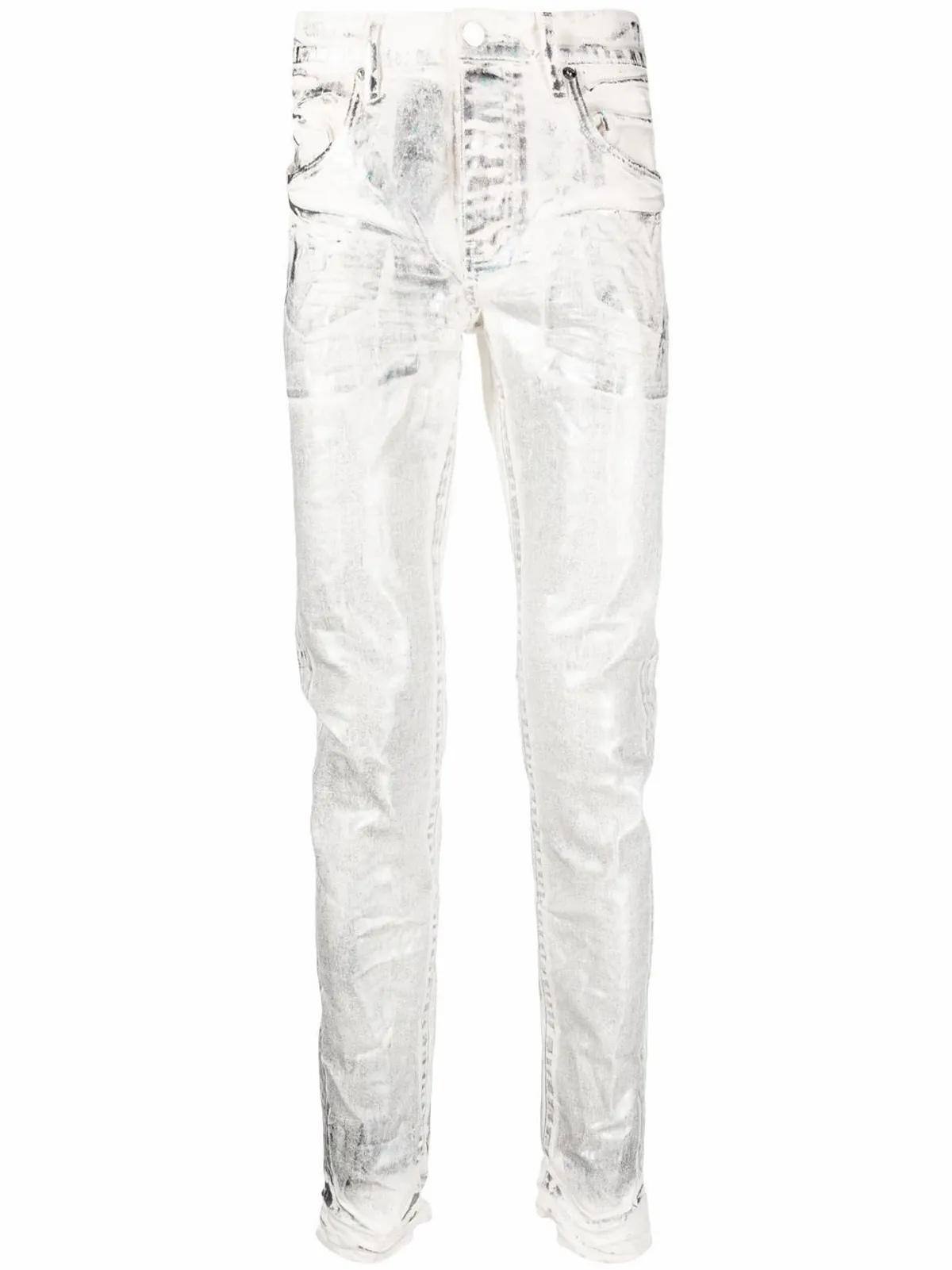 Purple Brand Coated-finish Detail Jeans