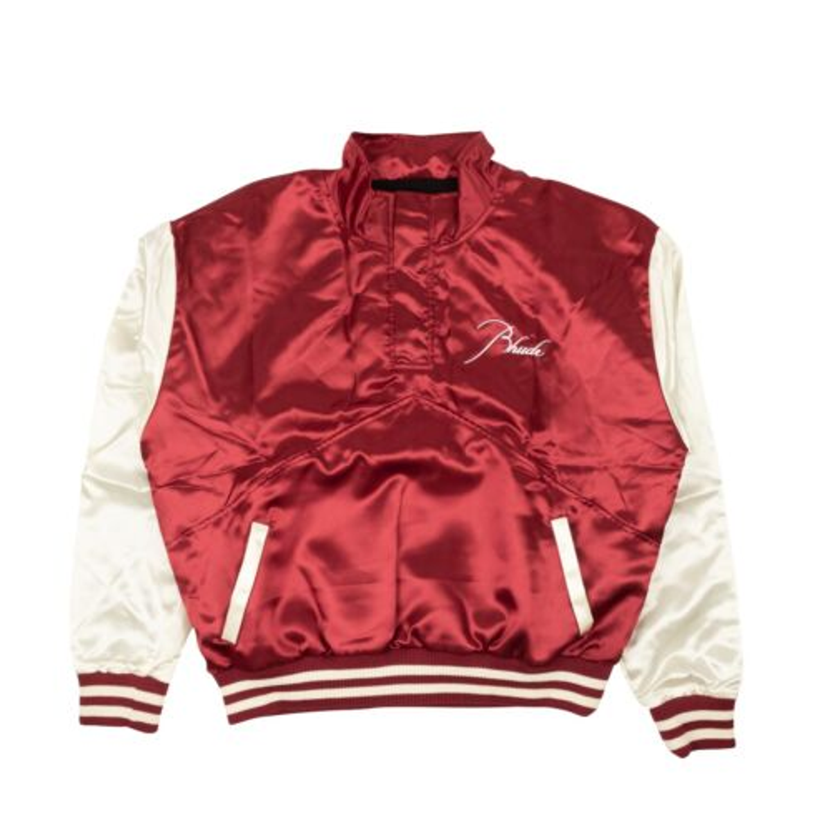 Rhude Maroon Embroidered Logo Varsity Pullover Jacket