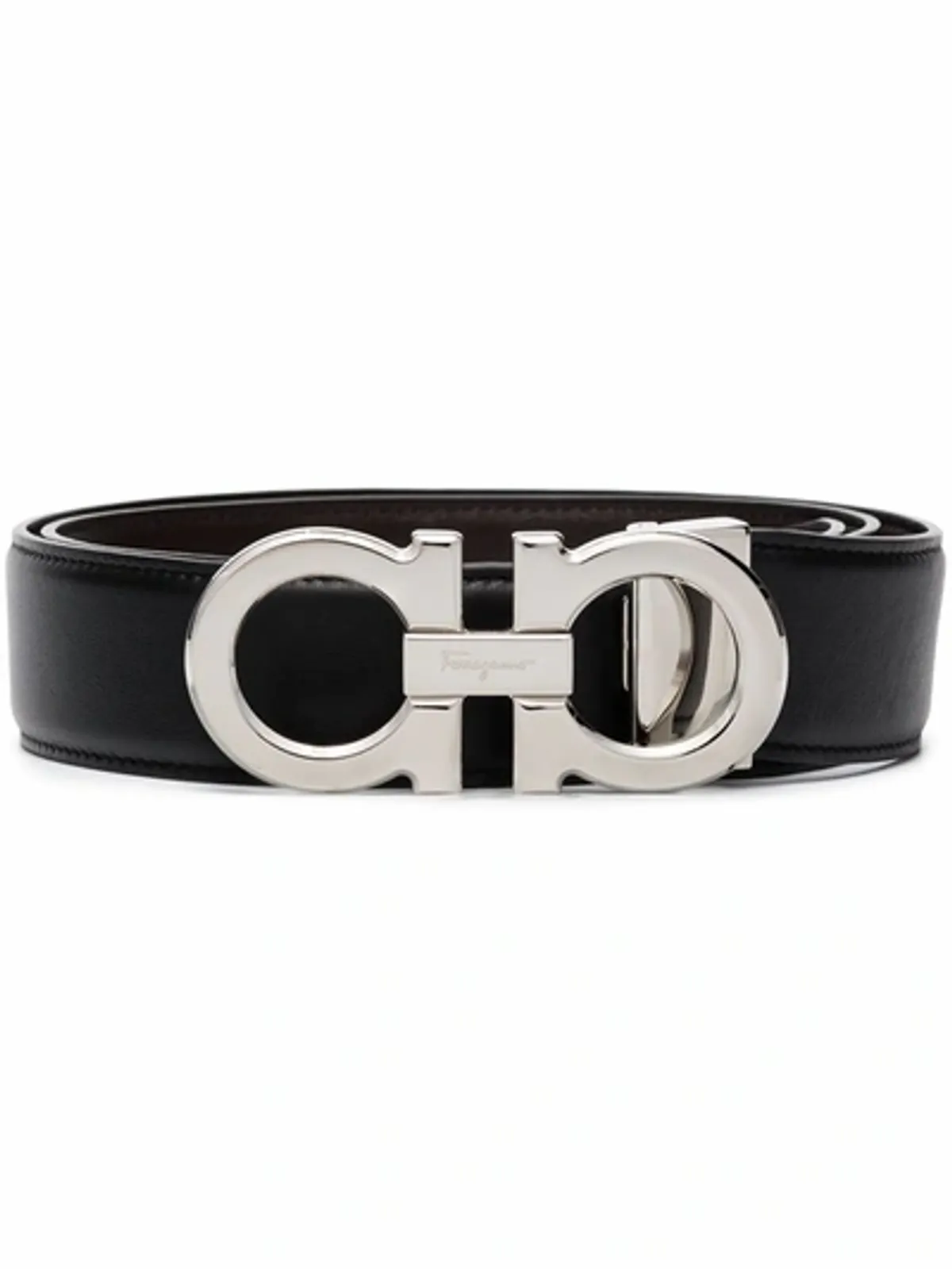 Ferragamo Gancini Leather Reversible Black Belt