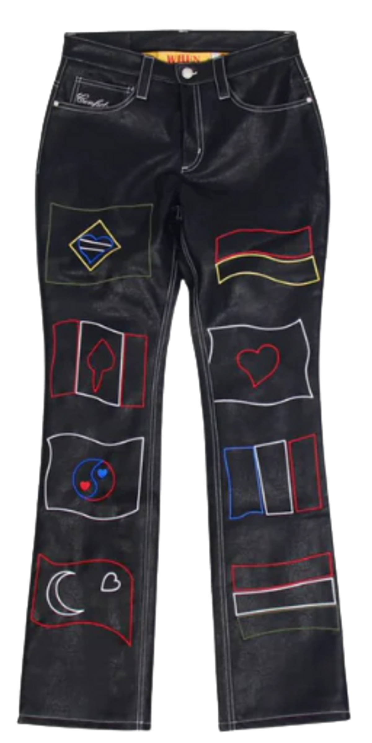 Whensmokeclears Black Slim-Fit Embroidered Pants