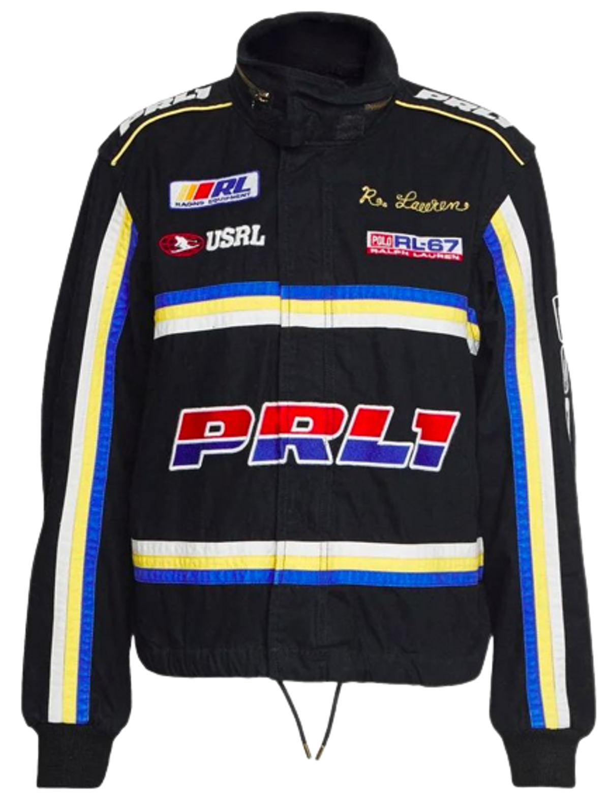 Polo Ralph Lauren Embroidered Striped Cotton-canvas Bomber Jacket In Black
