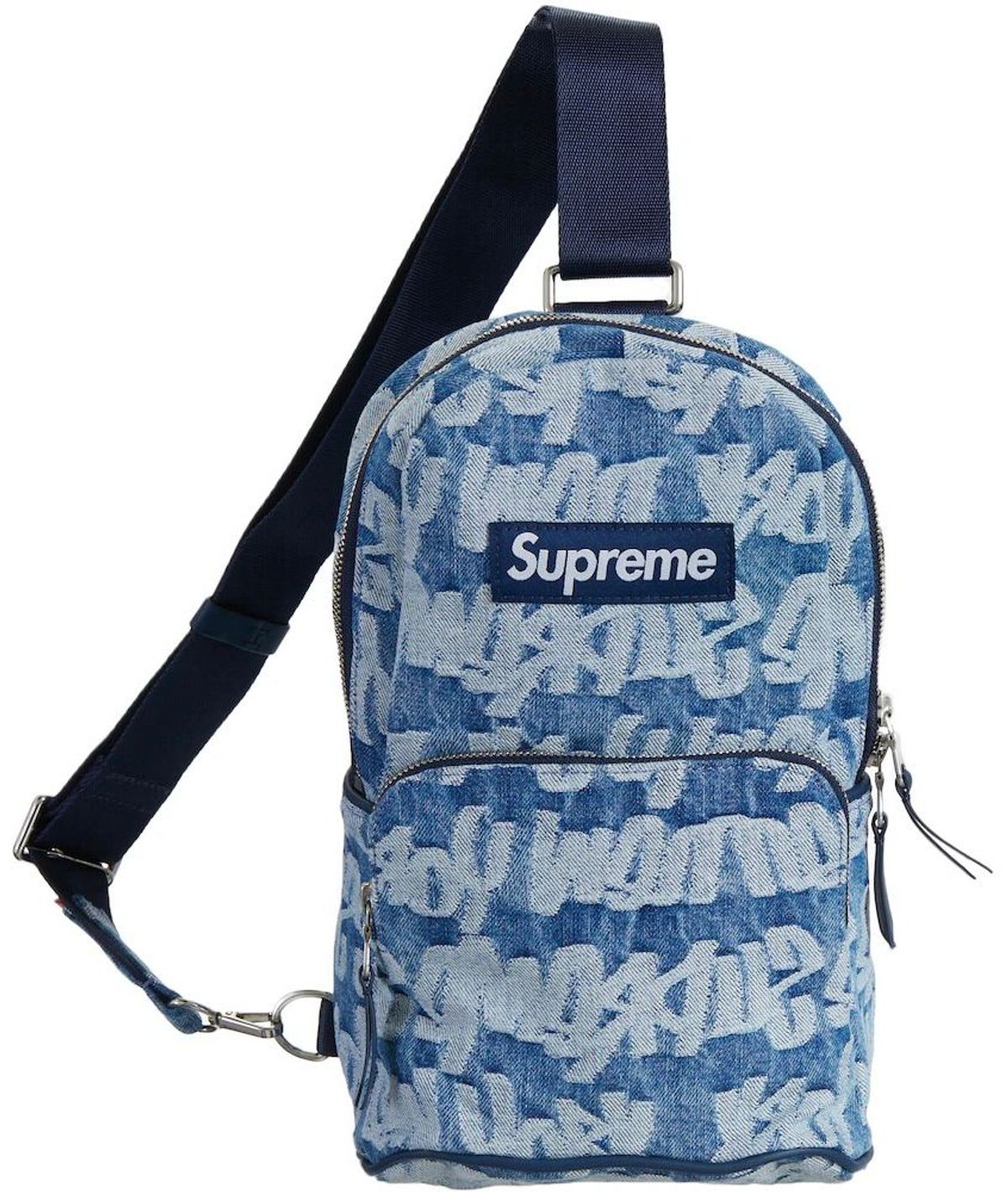 Supreme Fat Tip Jacquard Blue Denim Sling Bag