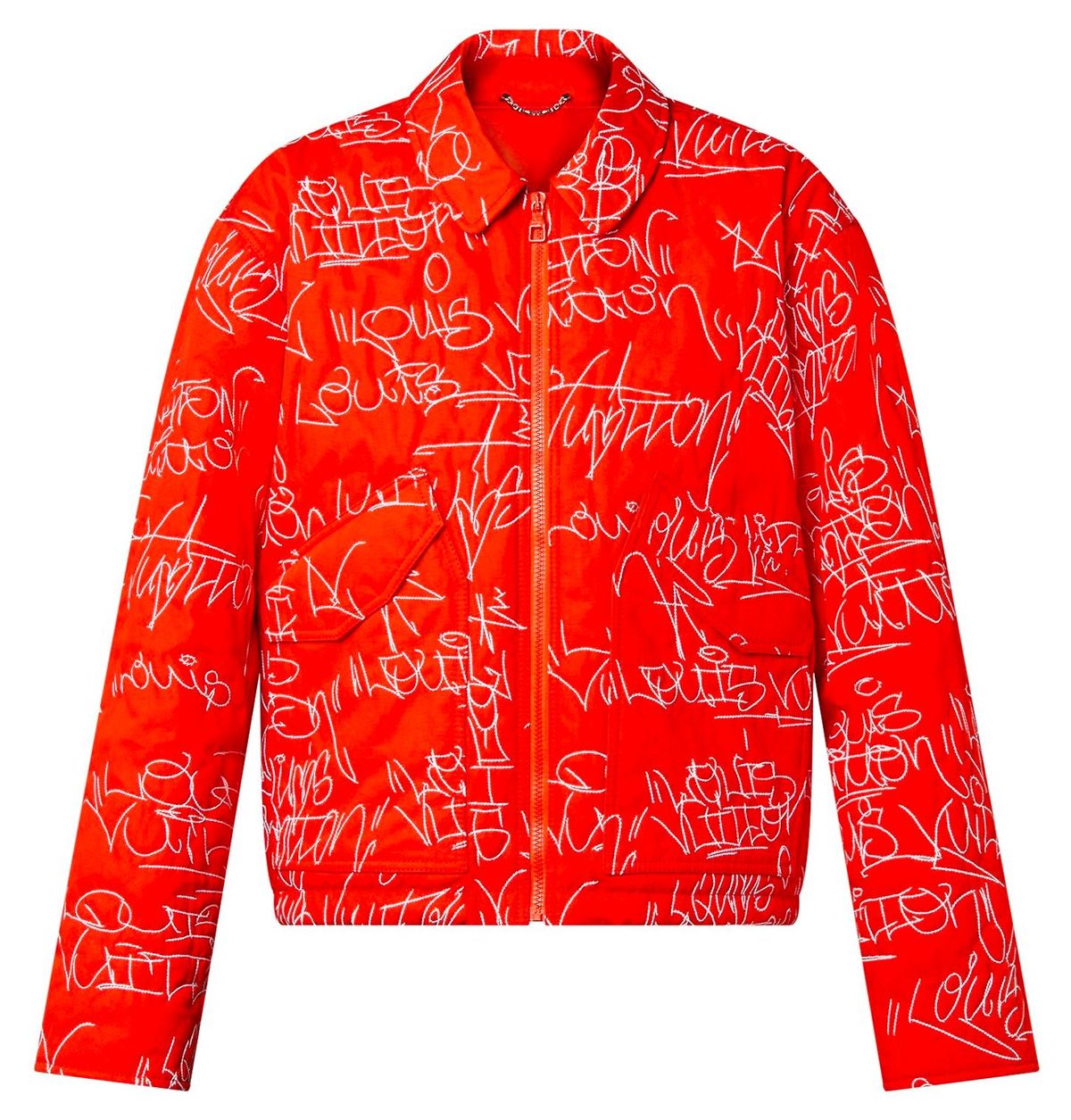 Louis Vuitton Embroidered Orange Denim Bomber Jacket