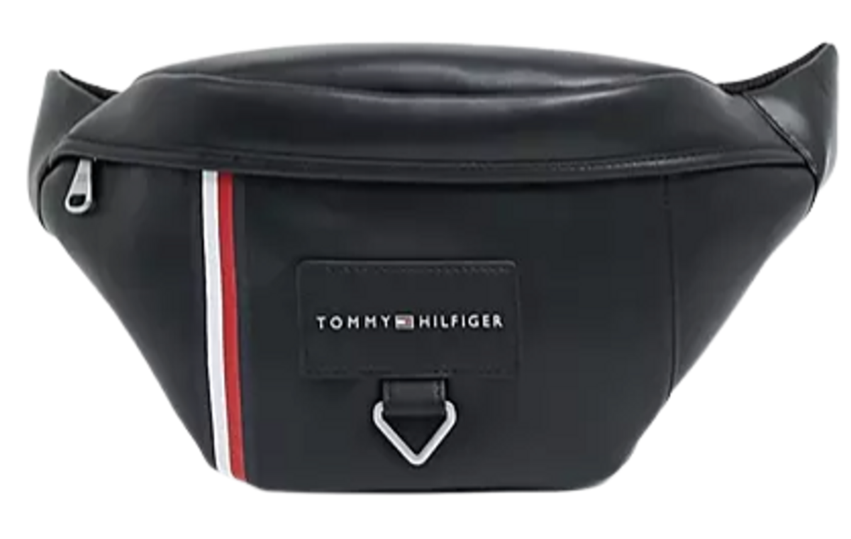 Tommy Hilfiger Black Faux Leather Fanny Pack Bag