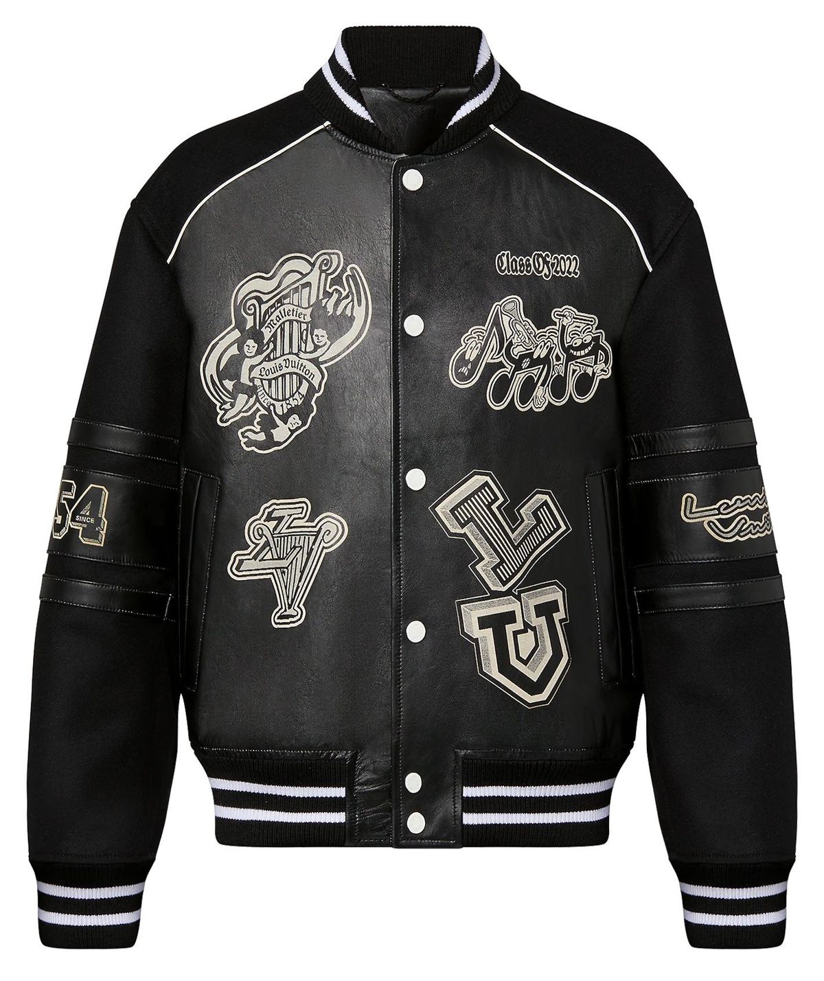 Louis Vuitton LV Black Leather Varsity Blouson Jacket