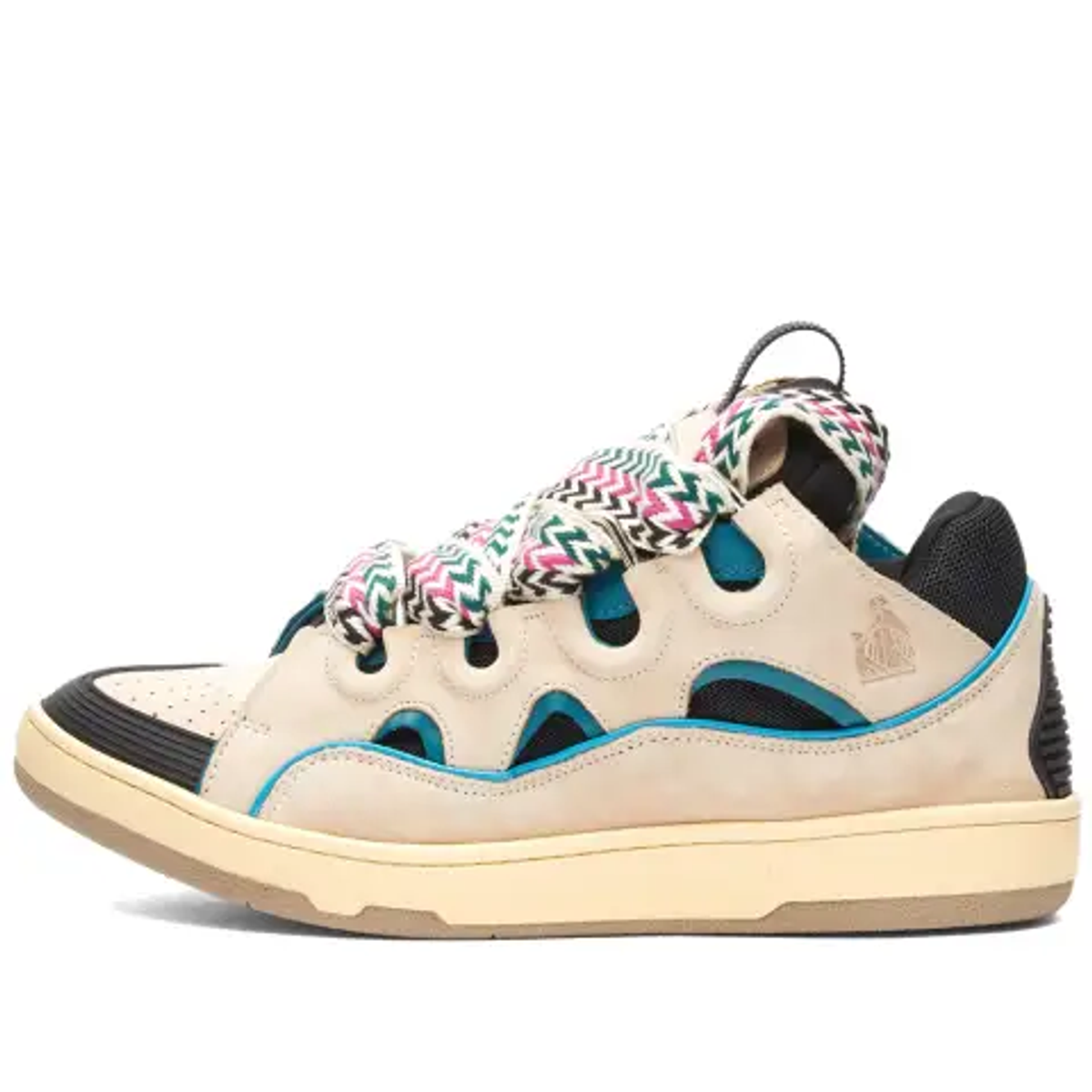 Lanvin Ecru And Black Curb Sneakers