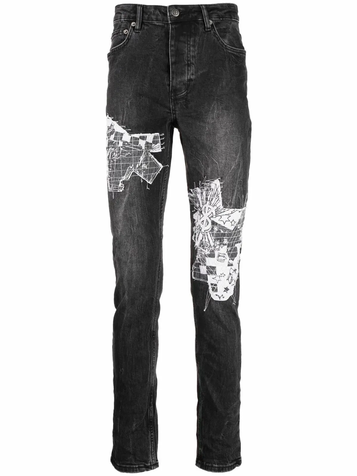 Ksubi Graphic-Print Grey Skinny Jeans