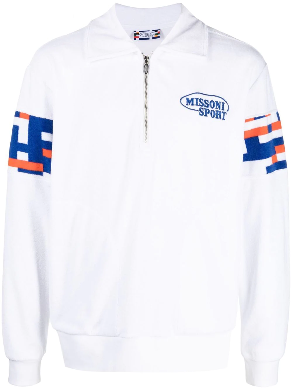 Missoni White Logo-Embroidered Half-Zip Sweatshirt