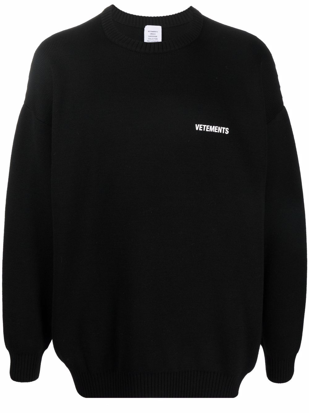 Vetements Black Logo-Print Crew Neck Sweatshirt
