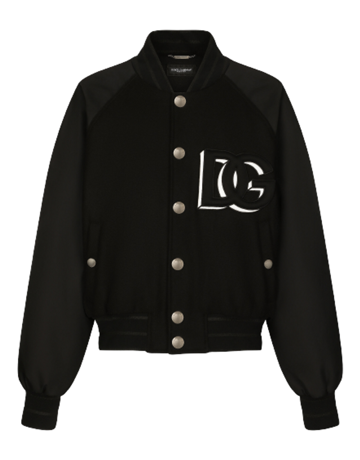 Dolce & Gabbana Black Wool And Nylon Patch Jacket