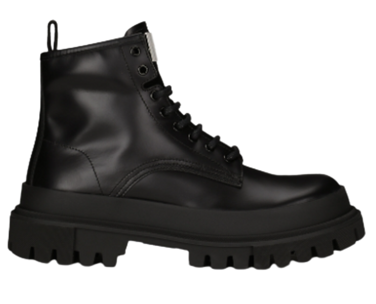 Dolce & Gabbana Black Studded Calfskin Hi-Trekking Ankle Boots