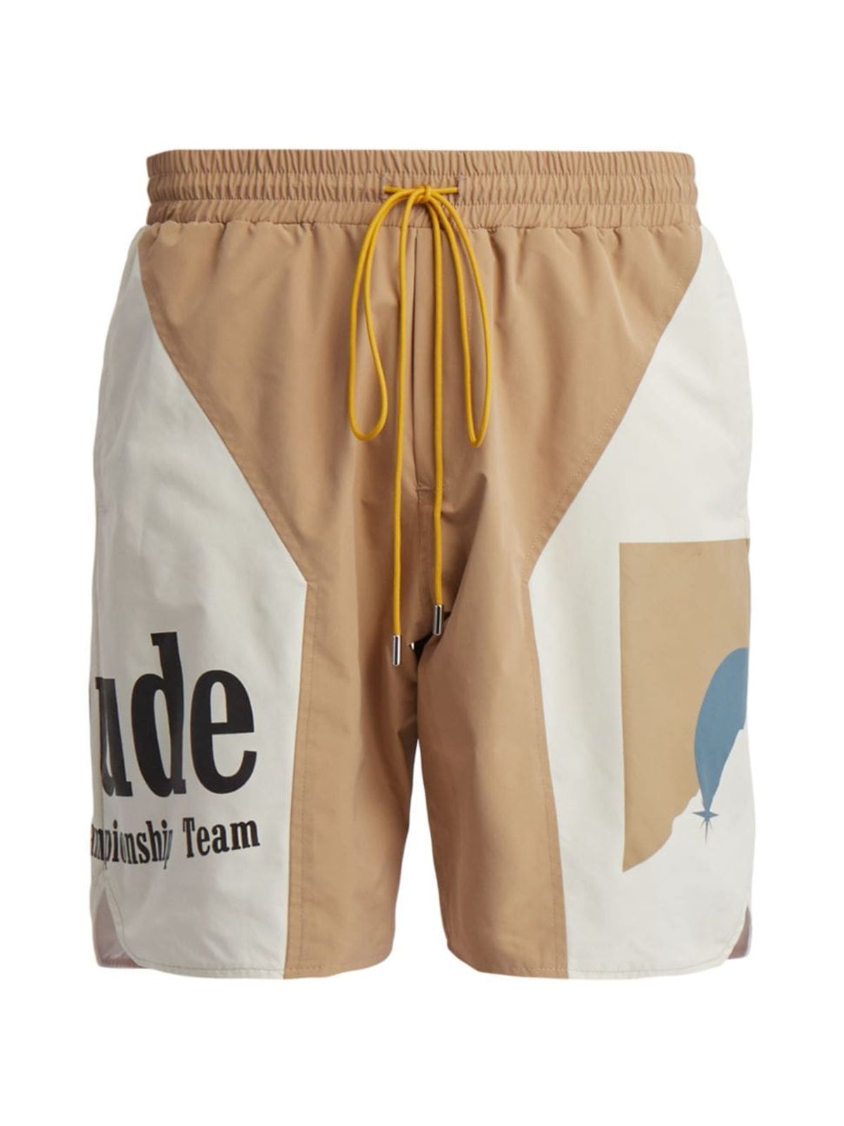 Rhude Beige Senna Colorblock Logo Shorts