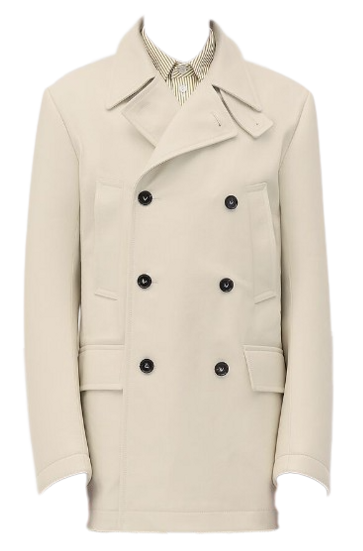 Bottega Veneta White Curved Sleeves Leather Coat