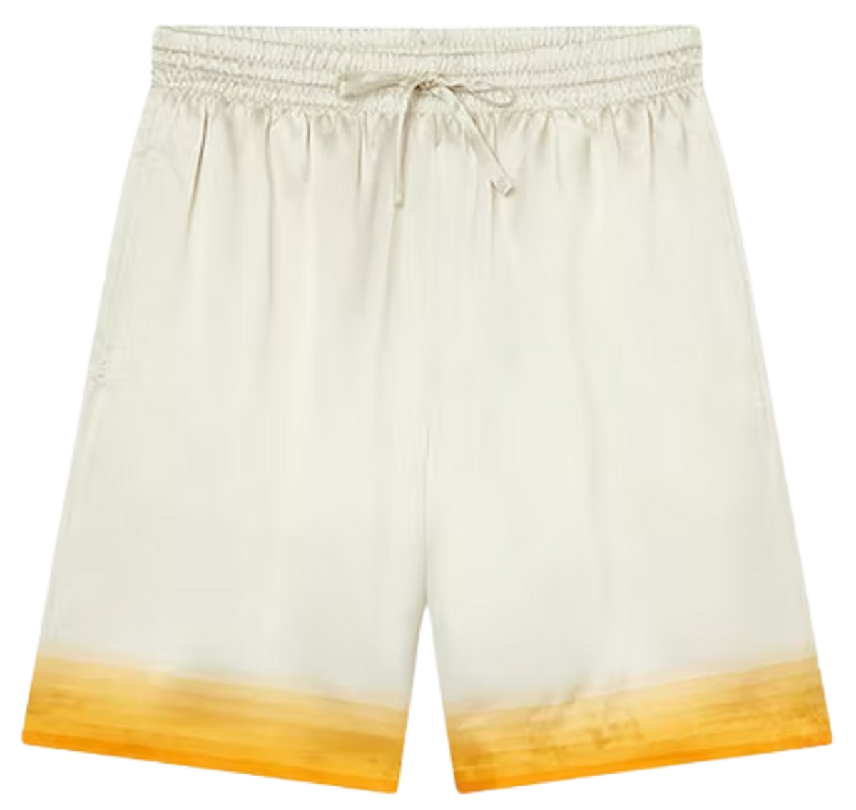 Casablanca Panoramique Ivory White Silk Satin Shorts
