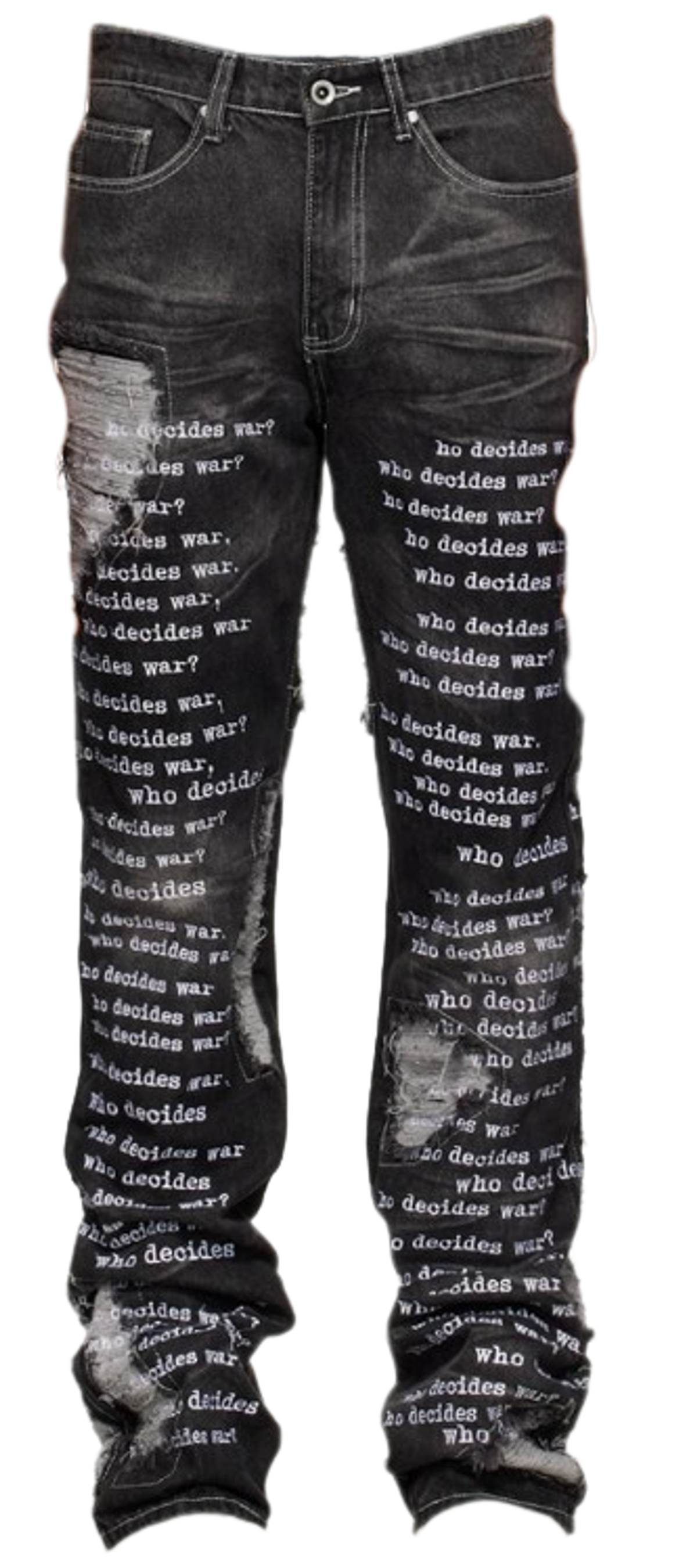 Who Decides War Black Coal Embroidered Jeans