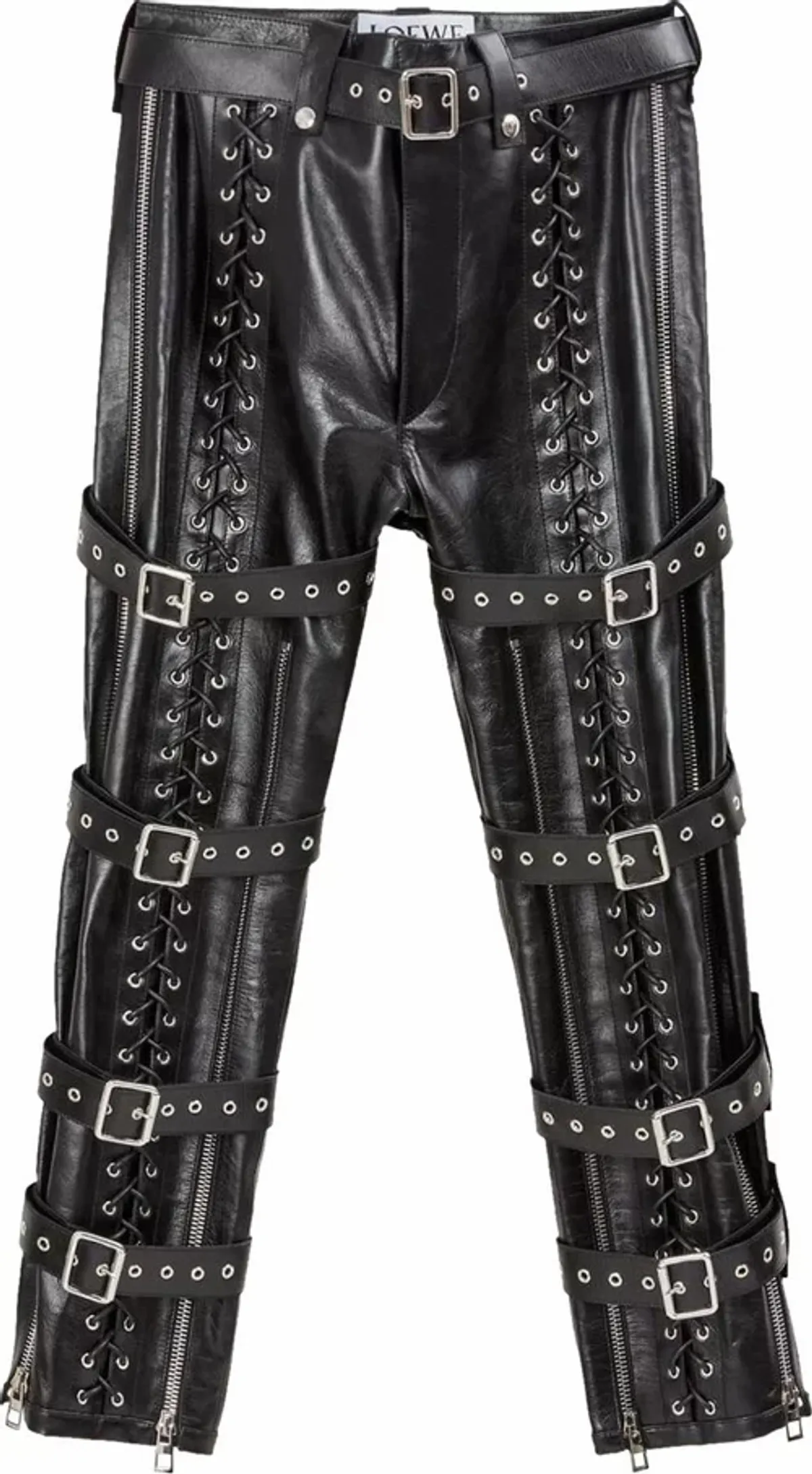 Loewe Calfskin Leather Eyelet Bondage Trouser