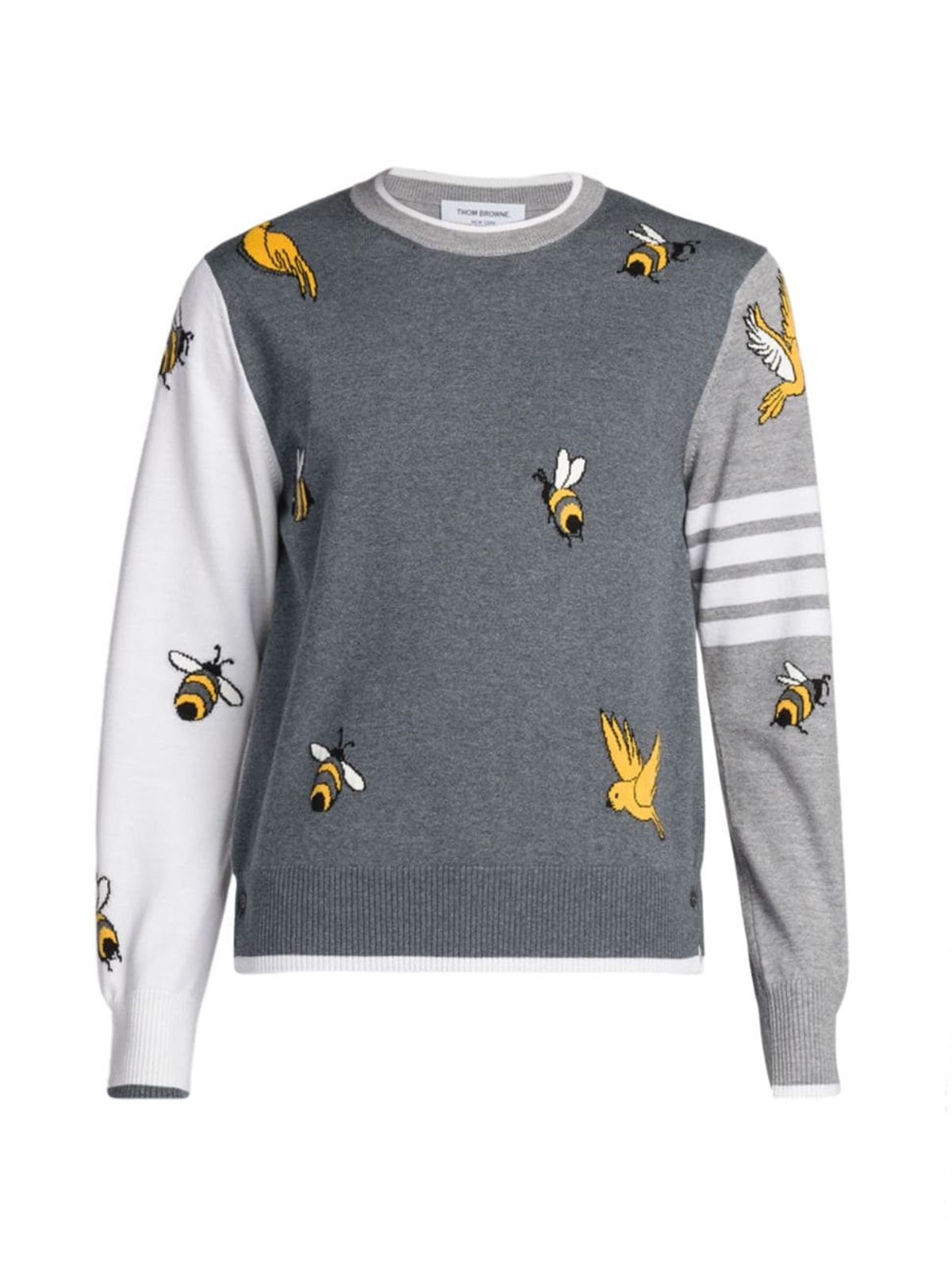 Thom Browne 4bar Fun Mix Birds And Bees Crew Neck Sweater
