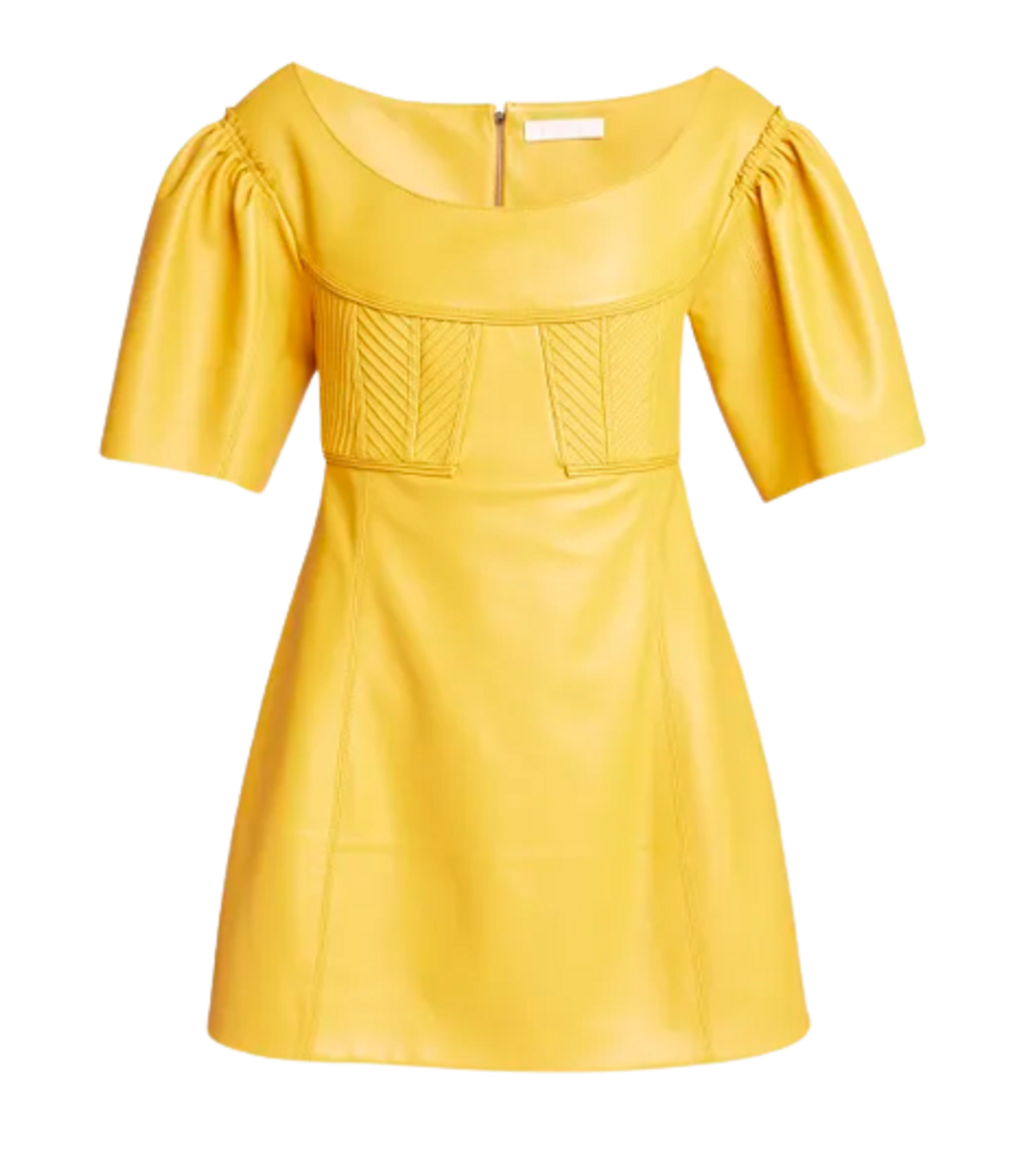 Chloé Leather Yellow Mini Dress