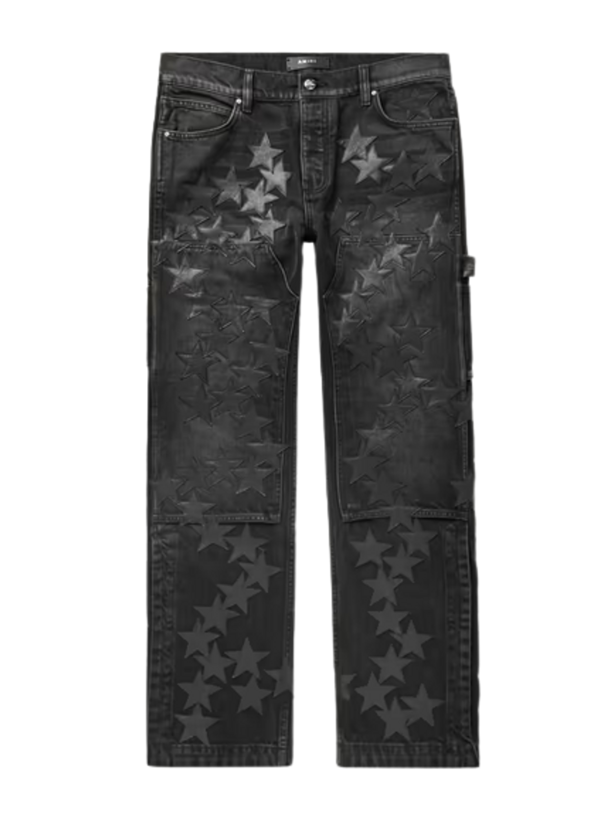 Amiri × Chemist Black Carpenter Straight-Leg Leather-Appliquéd Jeans