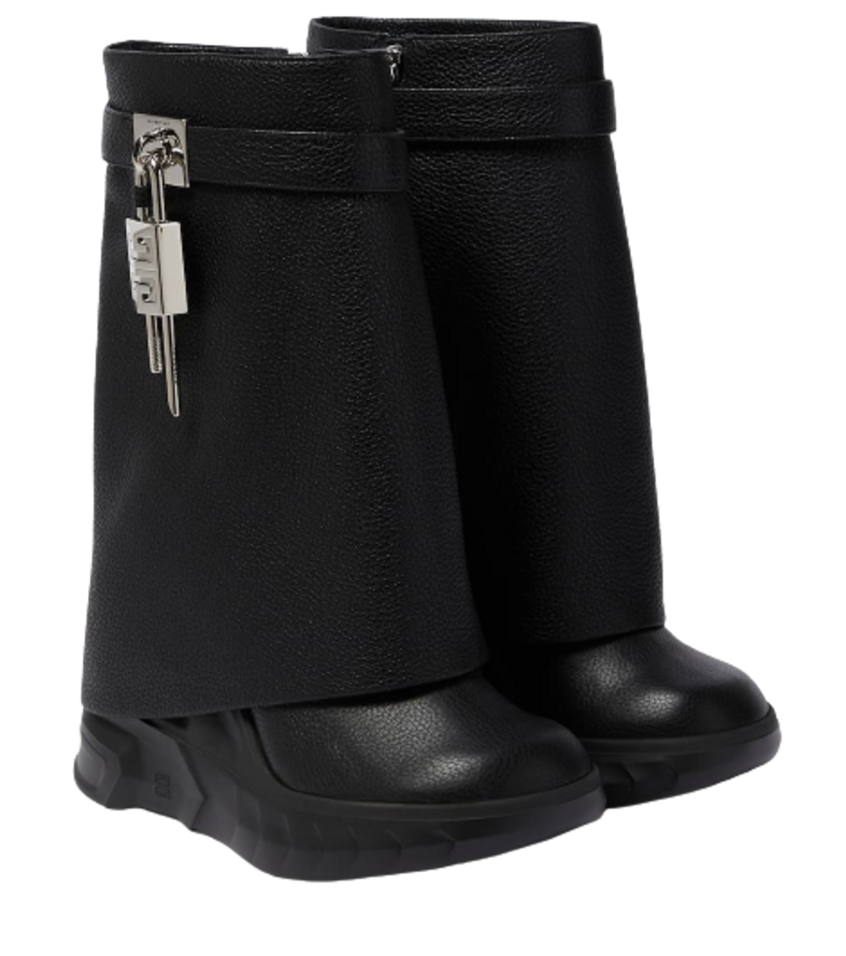 Givenchy Shark Lock Leather Ankle Boots In Black