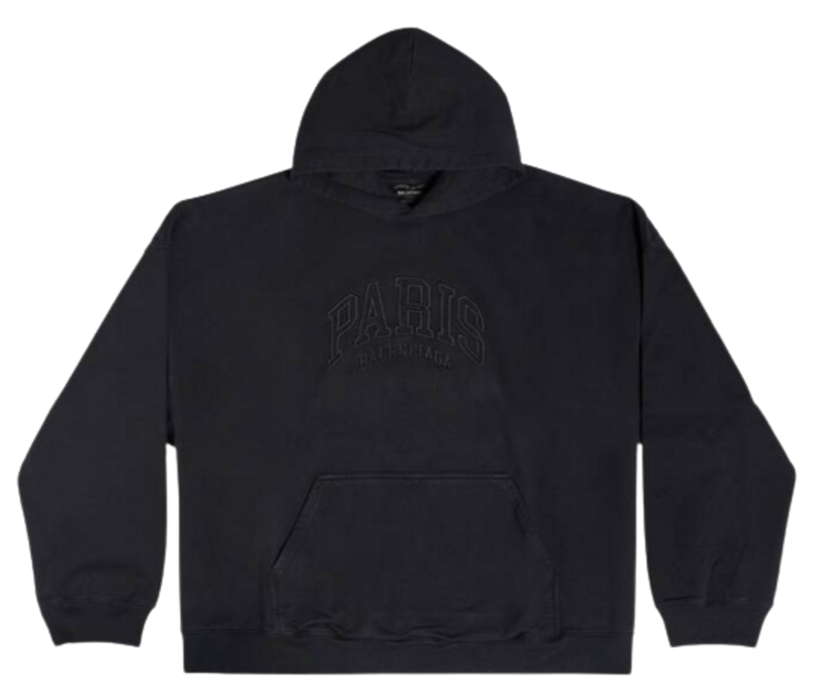 Balenciaga Cities Paris Oversized Black Hoodie