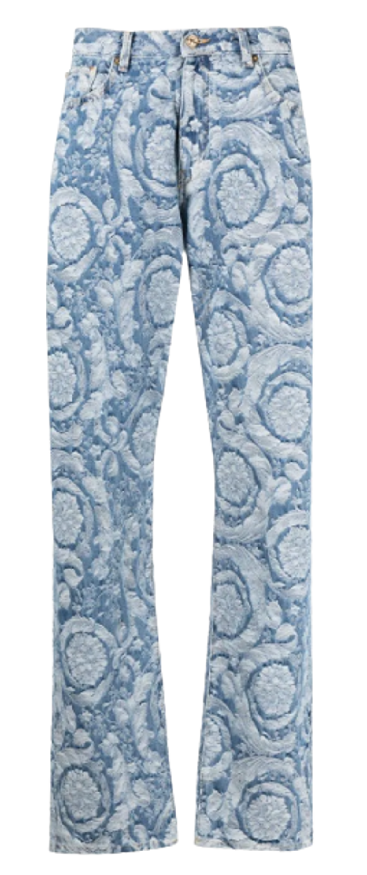 Versace Barocco Silhouette Blue Patterned Jeans
