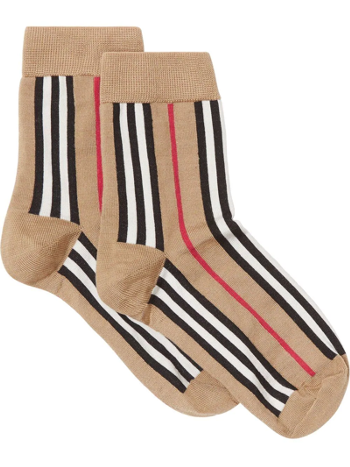 Burberry Icon Stripe Intarsia Ankle Beige Socks