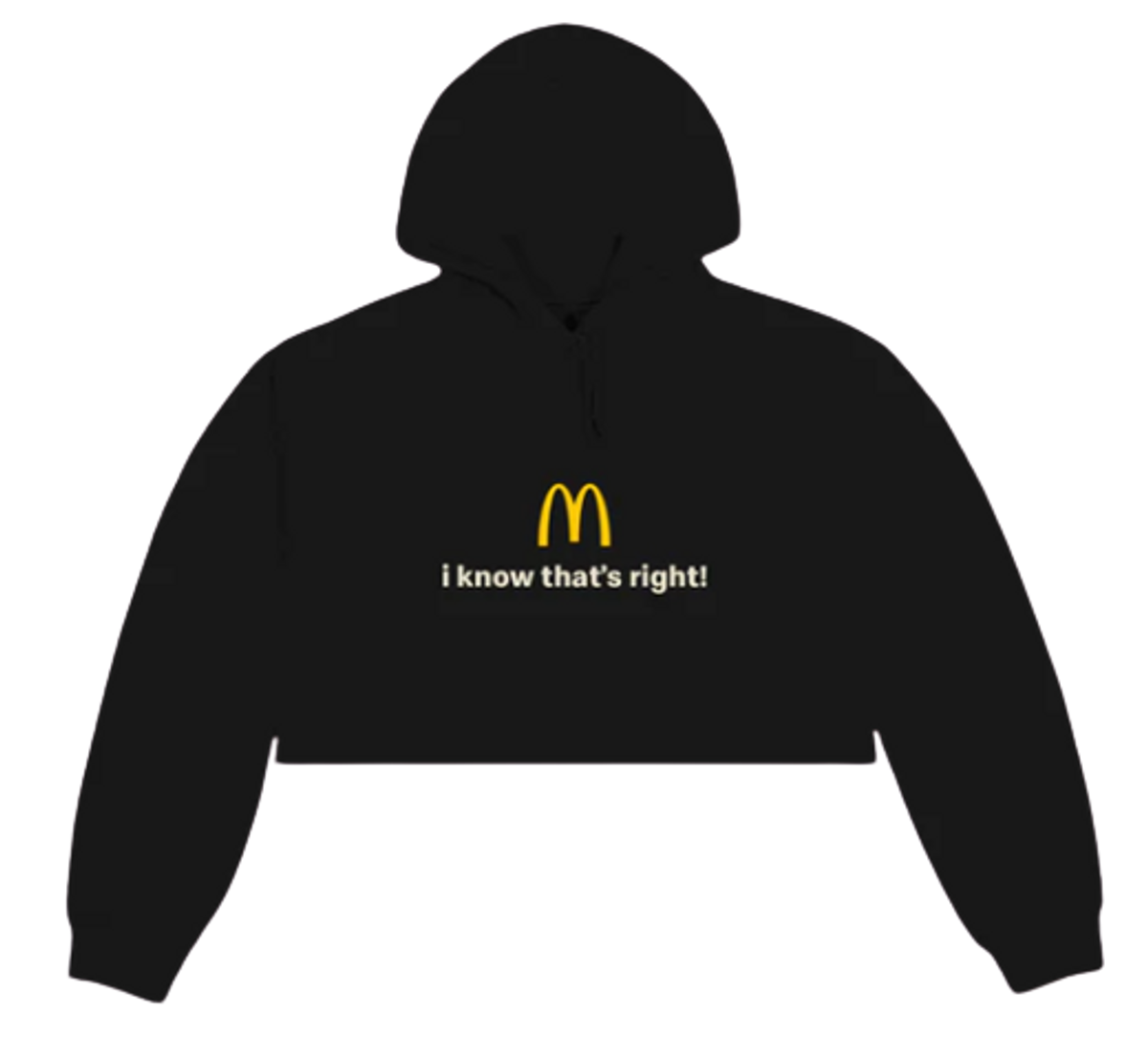 McDonald's Merch × Offset Merch × Cardi B Merch I Know Thats Right Cropped Black Hoodie
