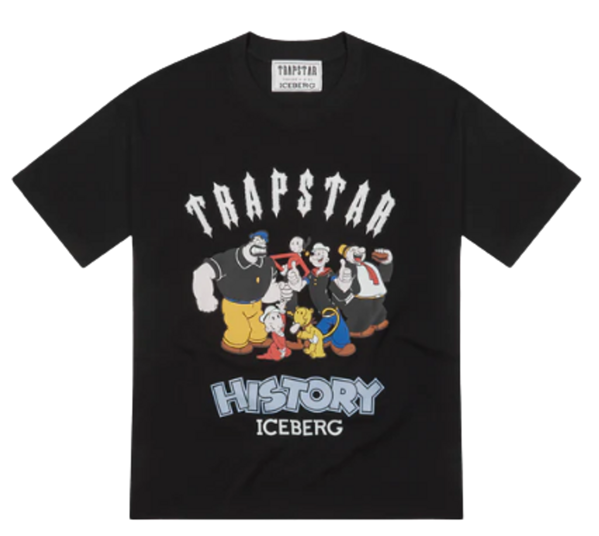 Iceberg × Trapstar Popeye Chinelle Print Oversized Black T-Shirt