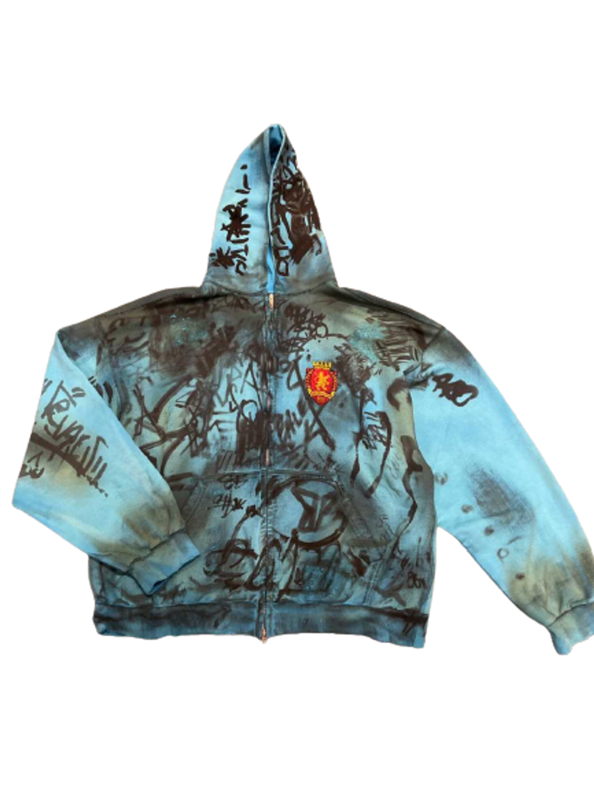 BALENCIAGA グラフィティパーカー Balenciaga Skater Blue Gaffer Graffiti Zip Up Hoodie | WHAT'S ON
