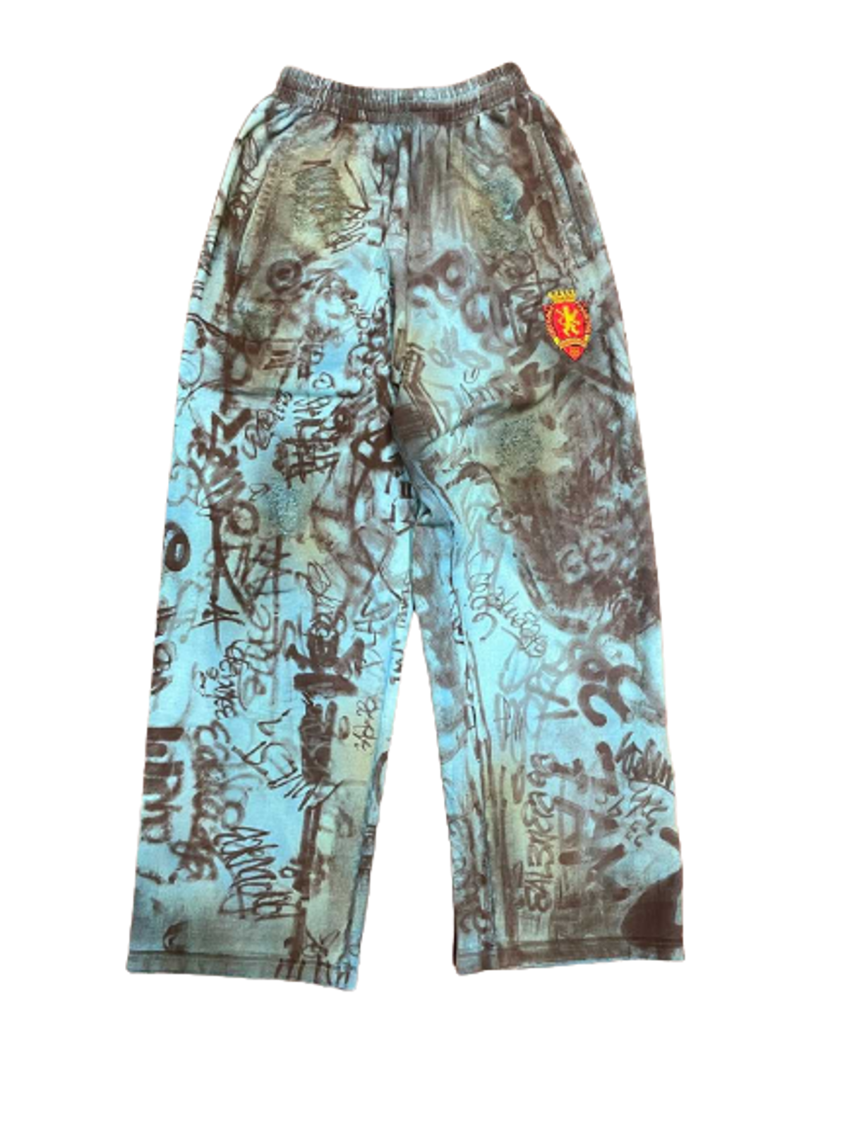 Balenciaga Mud Show Graffiti Blue Skater Sweatpants | WHAT