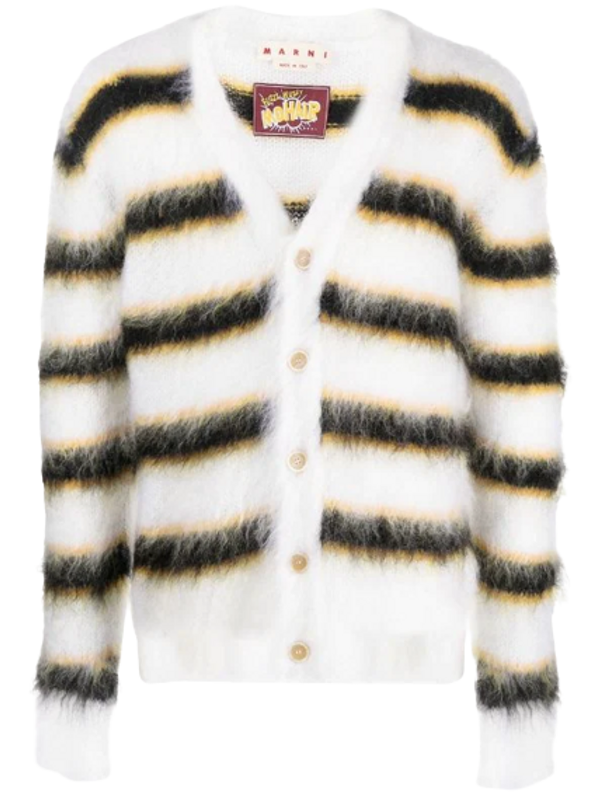 Marni Striped Mohair White Blend Cardigan