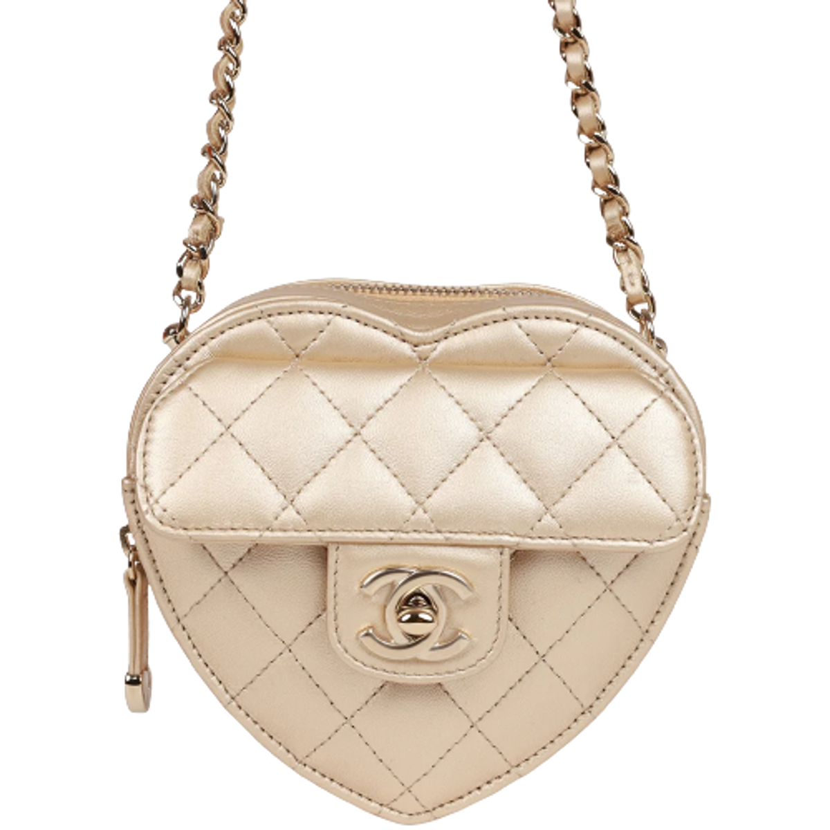 Chanel Love Heart Gold Clutch Bag WHAT’S ON THE STAR?