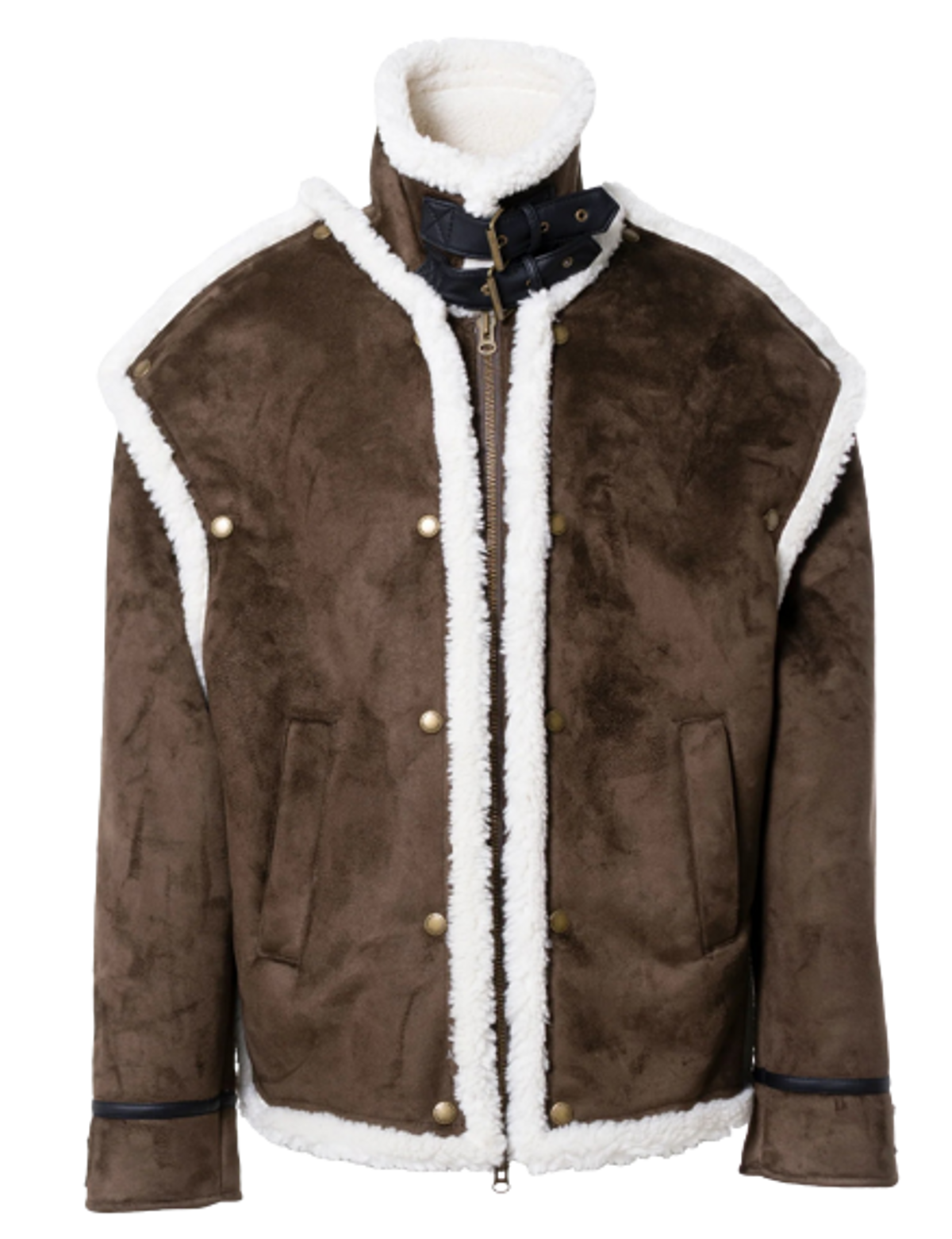 Y/Project Brown Snap Panel Faux Dark Brown Shearling Jacket