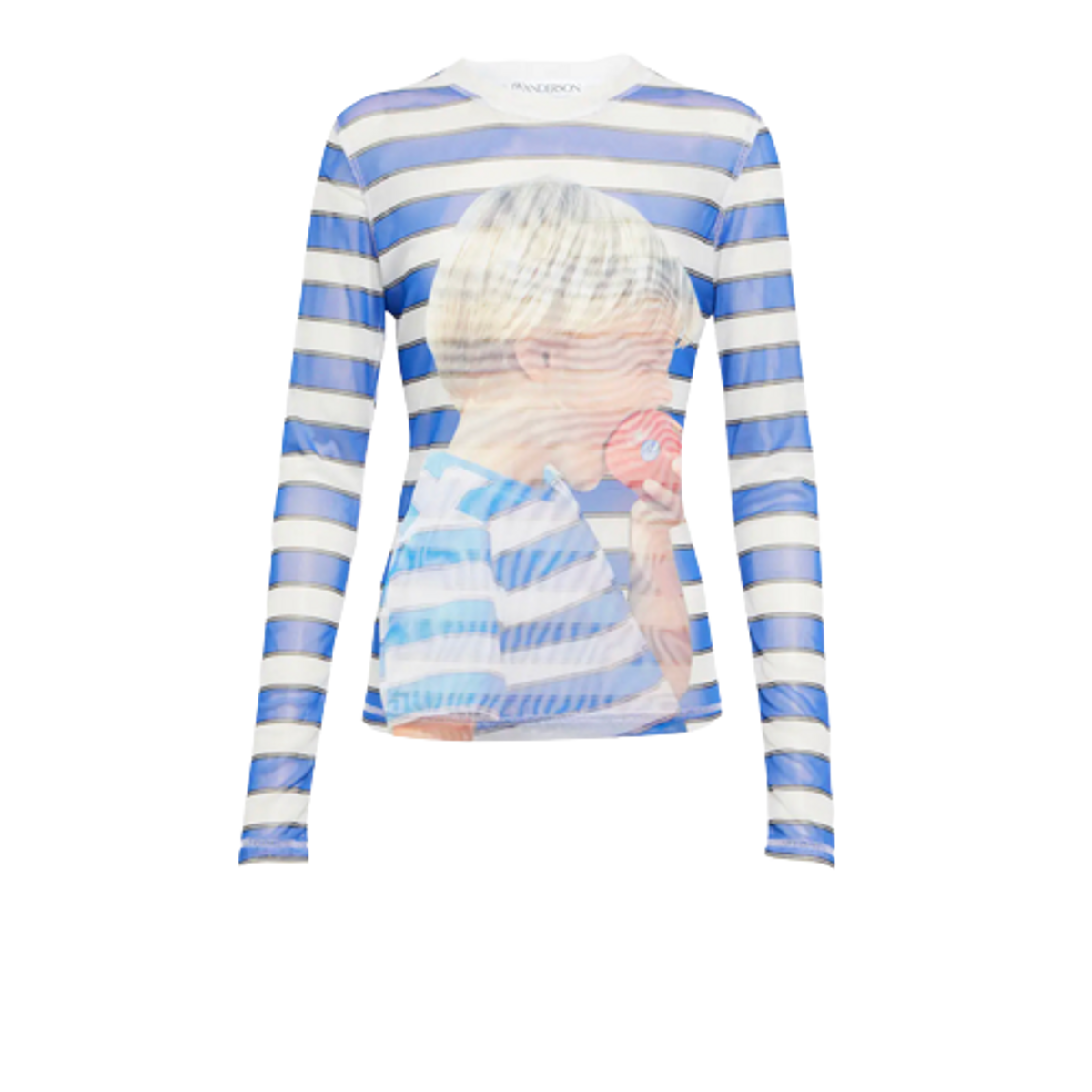 JW Anderson Printed Long-Sleeved Mesh Top
