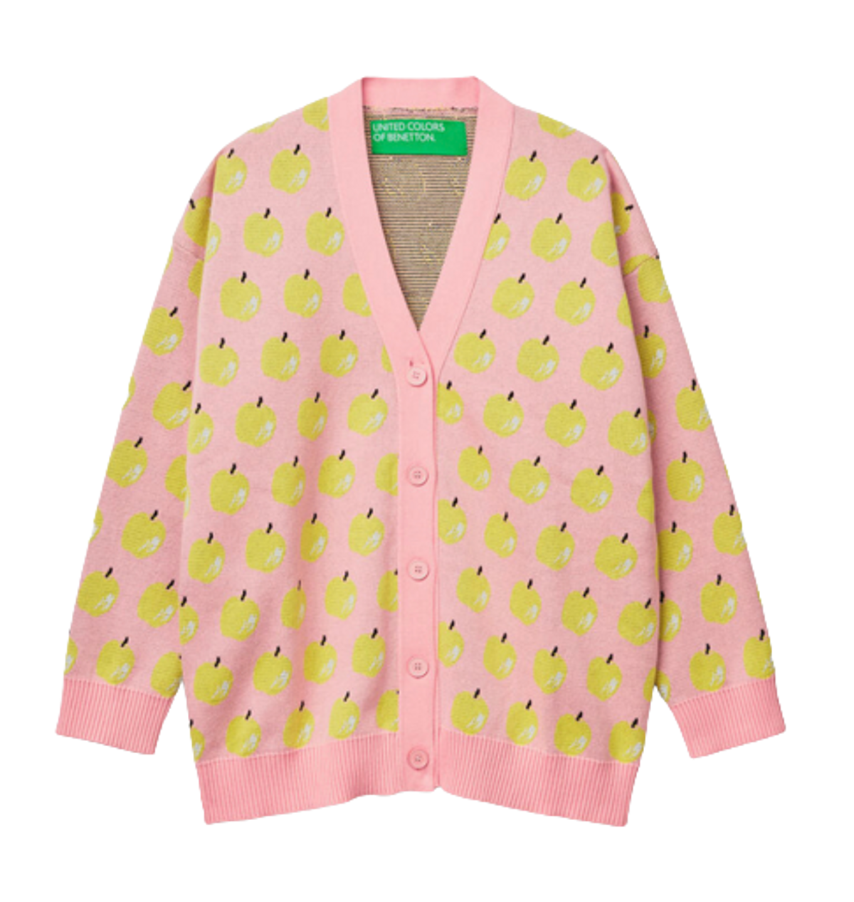 Benetton Apple Pattern Pink Cardigan